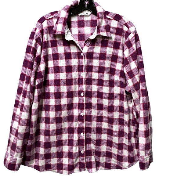 RIDERS by LEE Women's Plaid Soft Cozy Fleece Shirt Size XL Button Down - Picture 1 of 9